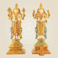 Laxmi Narayan Idol Pair – 14.5" Multicolor Mud Finish Brass Statues