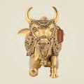 Divine Brass Nandi Murti - Lord Shiva’s Sacred Bull Statue 2.75" for Pooja & Home Decor