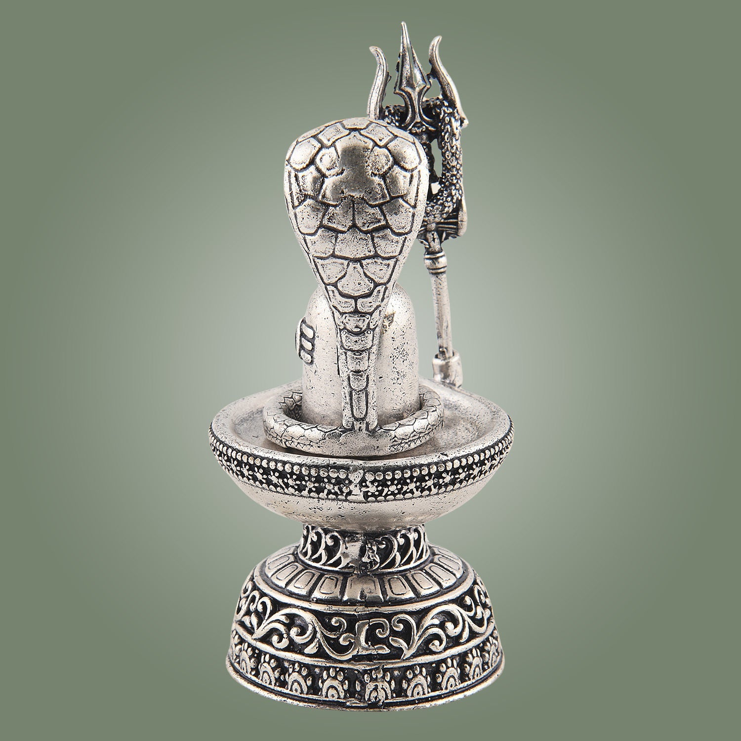 Silver Finish Brass Shivling Idol – 3.75" Lightweight Murti of Shivalinga for Pooja & Temple