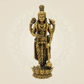 5" Bronze Lord Vishnu Idol – Standing on Lotus for Pooja Decor