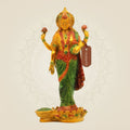 Standing Lakshmi Brass Idol 10" – Hand-Painted Hindu Goddess Prosperity Statue