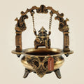 Elegant Brass Ganesh Idol on Jula Swing with Urli for Home & Gift Decor - 9.25"