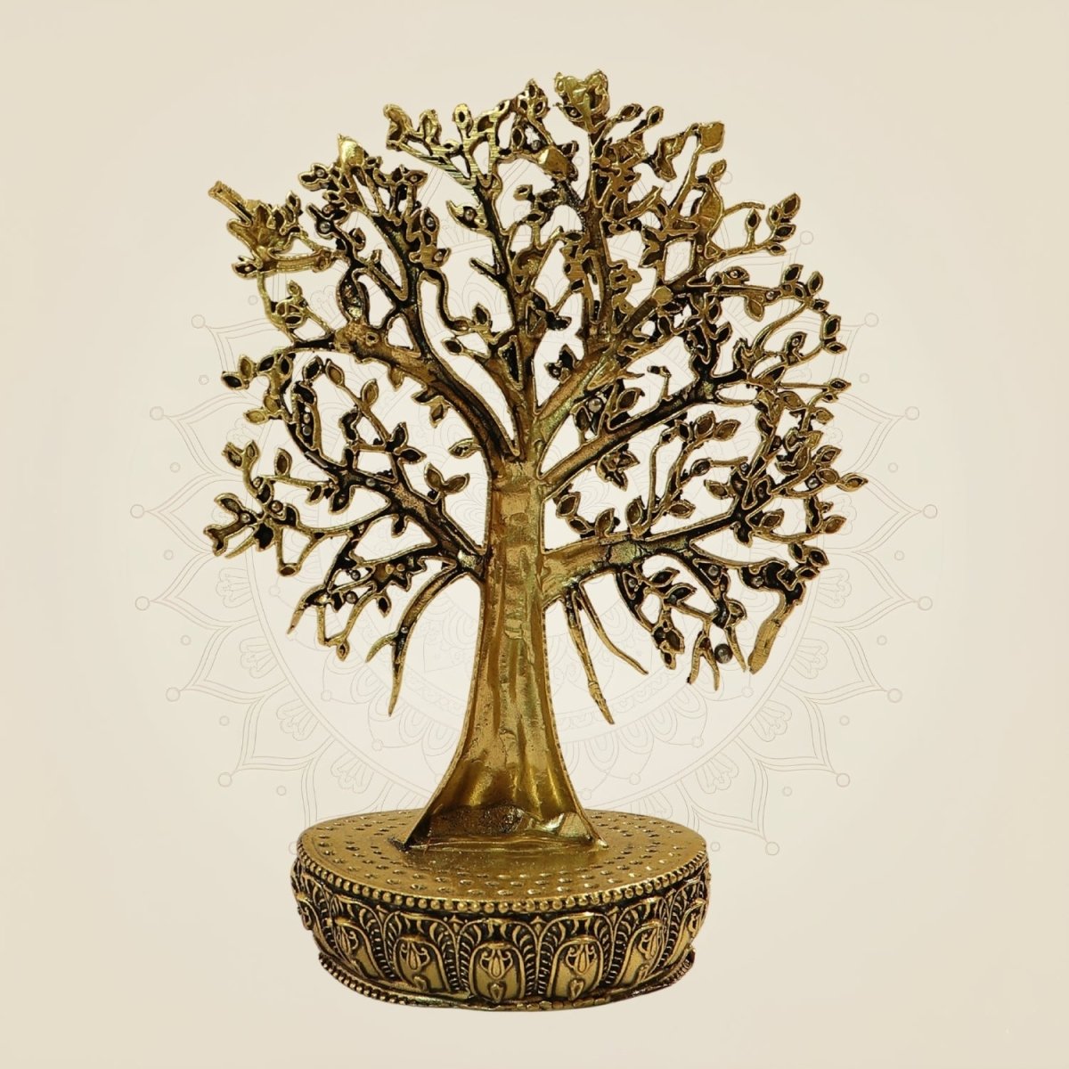 6" Brass Kalpavriksha Tree of Life Decor – Prosperity & Positive Energy Showpiece - Luxeartisanship