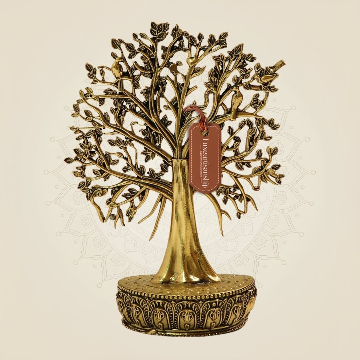 6" Brass Kalpavriksha Tree of Life Decor – Prosperity & Positive Energy Showpiece - Luxeartisanship
