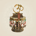 6" Brass Om Symbol on Stand with Chowki for Positive Energy Flow - Luxeartisanship