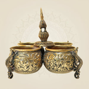 6" Brass Peacock Dry Fruit Bowl Set for Home Decor & Festive Gifting - Luxeartisanship