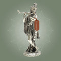6" Lord Krishna Silver Plated Brass Idol for Home Decor and Gifting