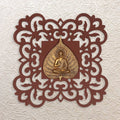 Buddha on Leaf with Decorative Wooden Wall Frame 16"– Art Piece for Spiritual Decor
