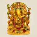 Panchmukhi Ganesha Brass Idol 5.75"– Vibrant 5-Headed  Hand-Painted Ganpati Murti