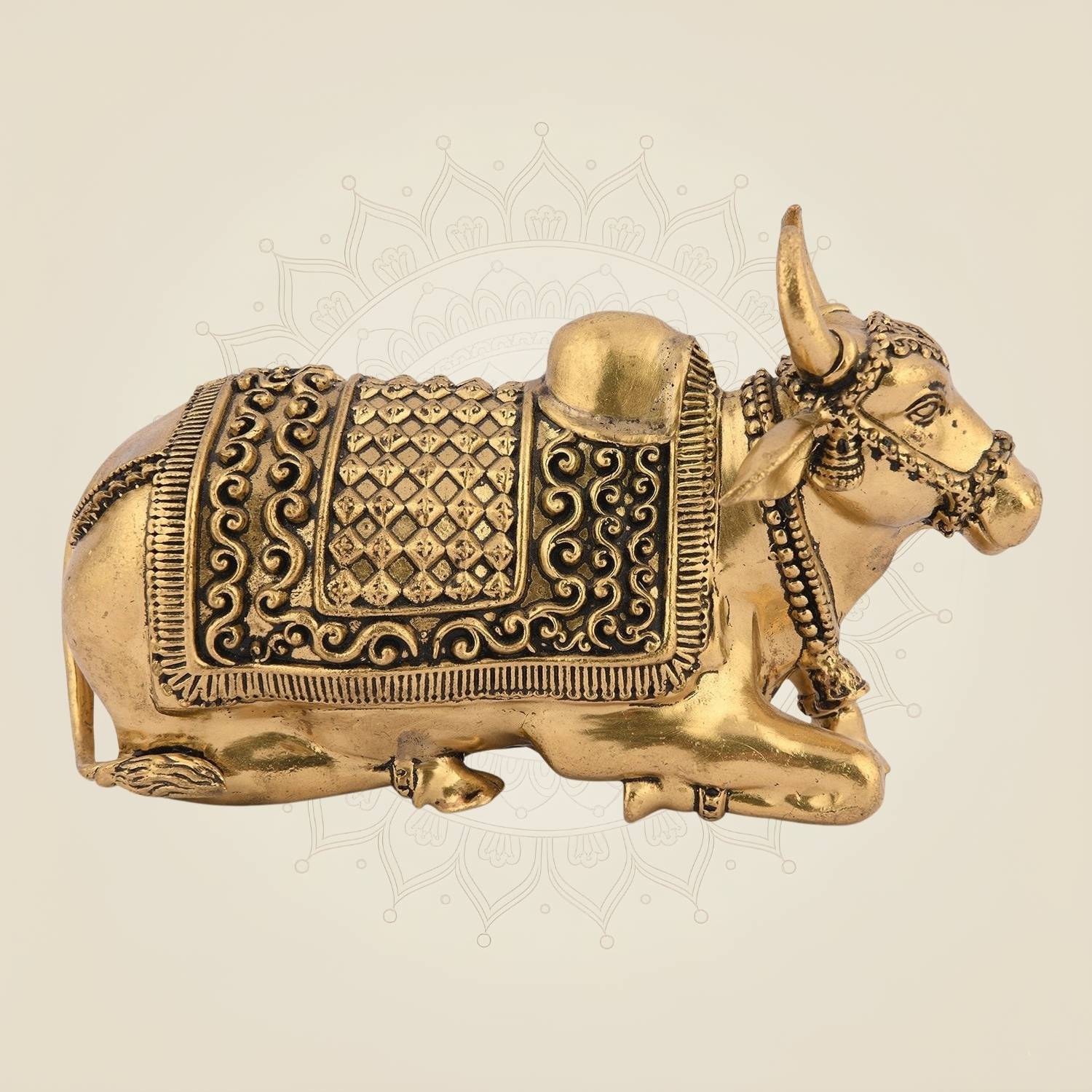 Divine Brass Nandi Murti - Lord Shiva’s Sacred Bull Statue 2.75" for Pooja & Home Decor