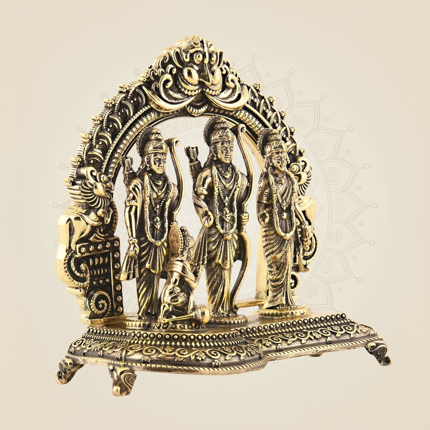 Lightweight 5" Brass Ram Darbar – Miniature Idol Set for Pooja & Décor