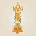 Standing Lakshmi ji Idol – 14.5" Brass Statue | 4-Armed Multicolor Mud Finish Design