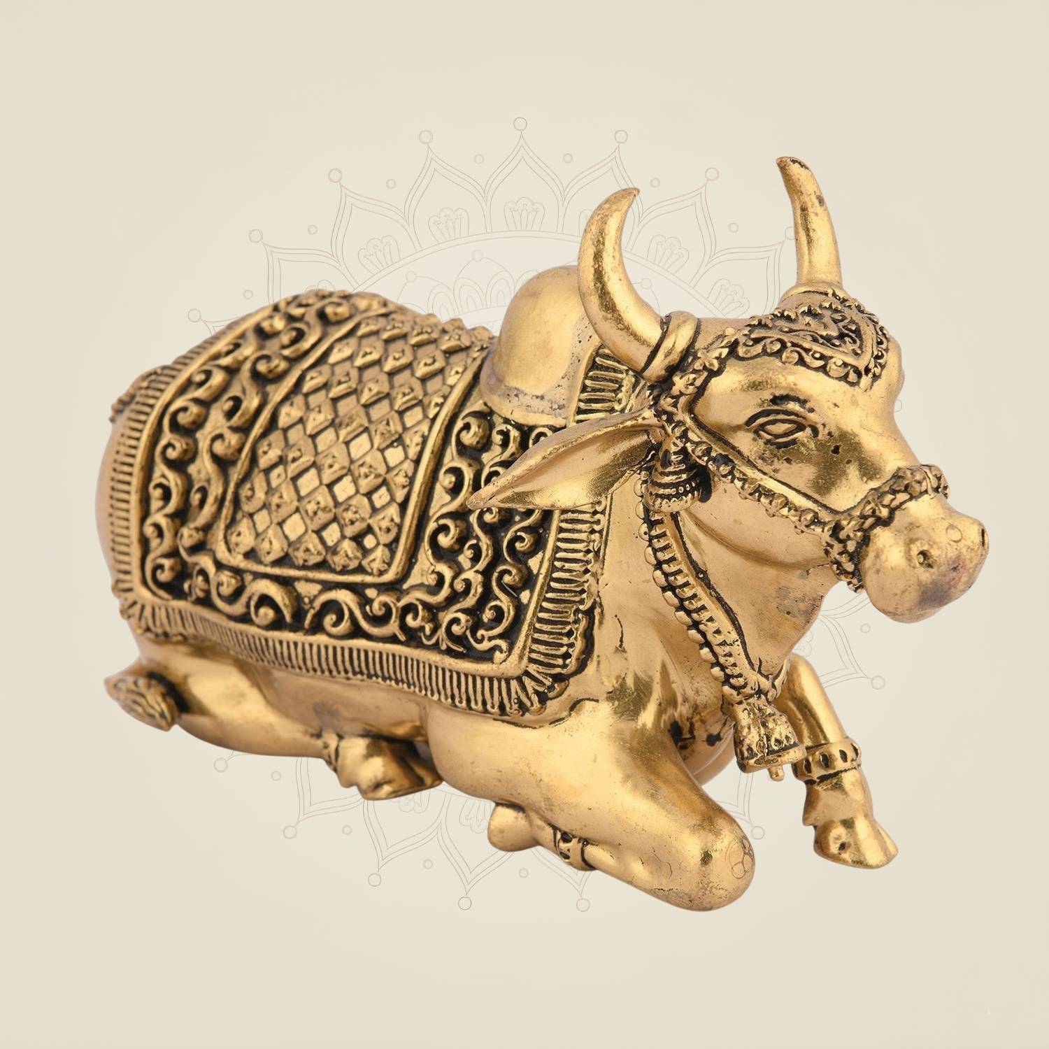 Divine Brass Nandi Murti - Lord Shiva’s Sacred Bull Statue 2.75" for Pooja & Home Decor