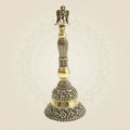 6.5" Medium Size Brass Garuda Hand Bell Featuring Traditional Sacred Motifs - Luxeartisanship