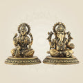 Superfine Ganesha Lakshmi Brass Idol Set 3.25" | Wealth & Wisdom Decor Piece