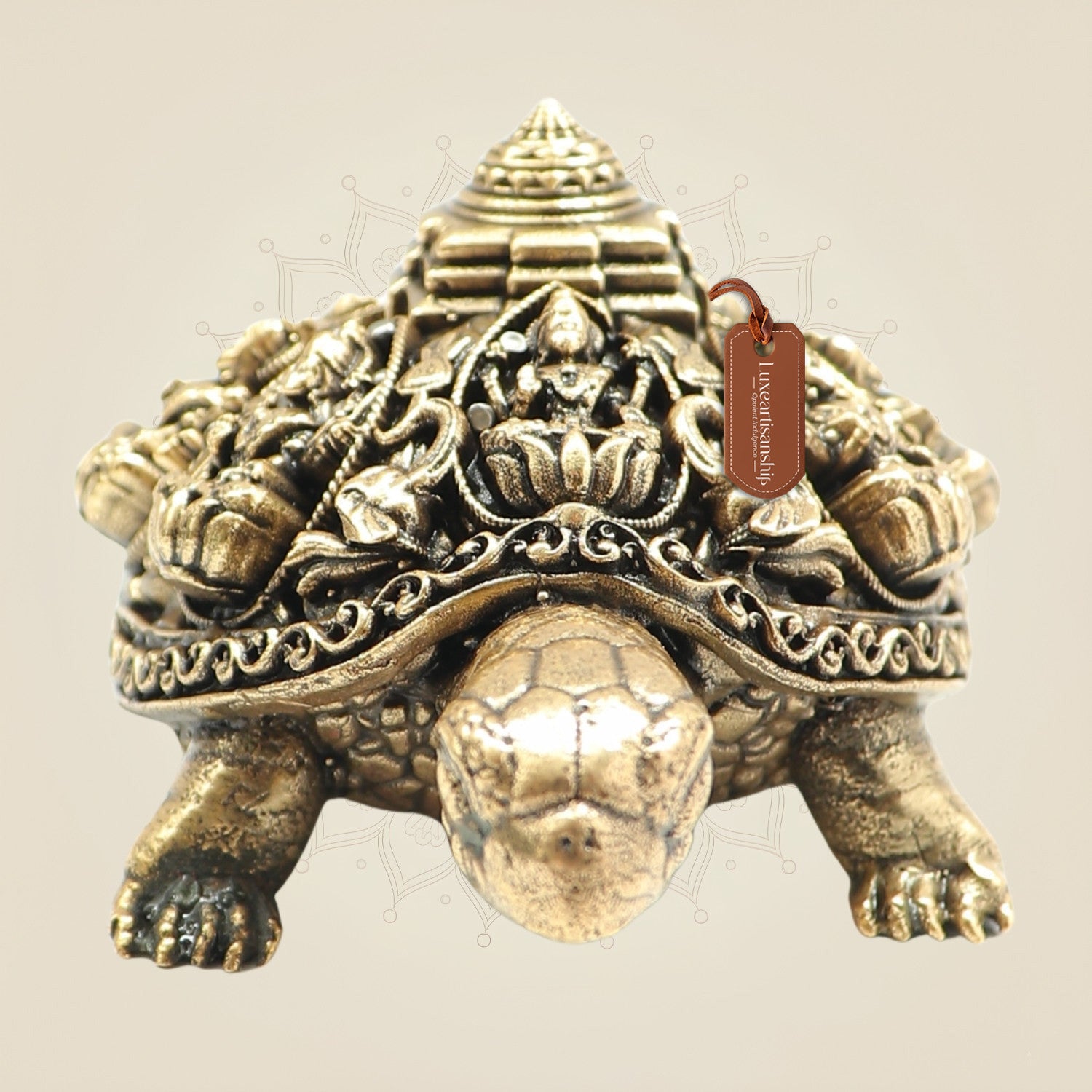 Brass Superfine Ashtalakshmi Shree Yantra Tortoise Idol for Vastu 2"