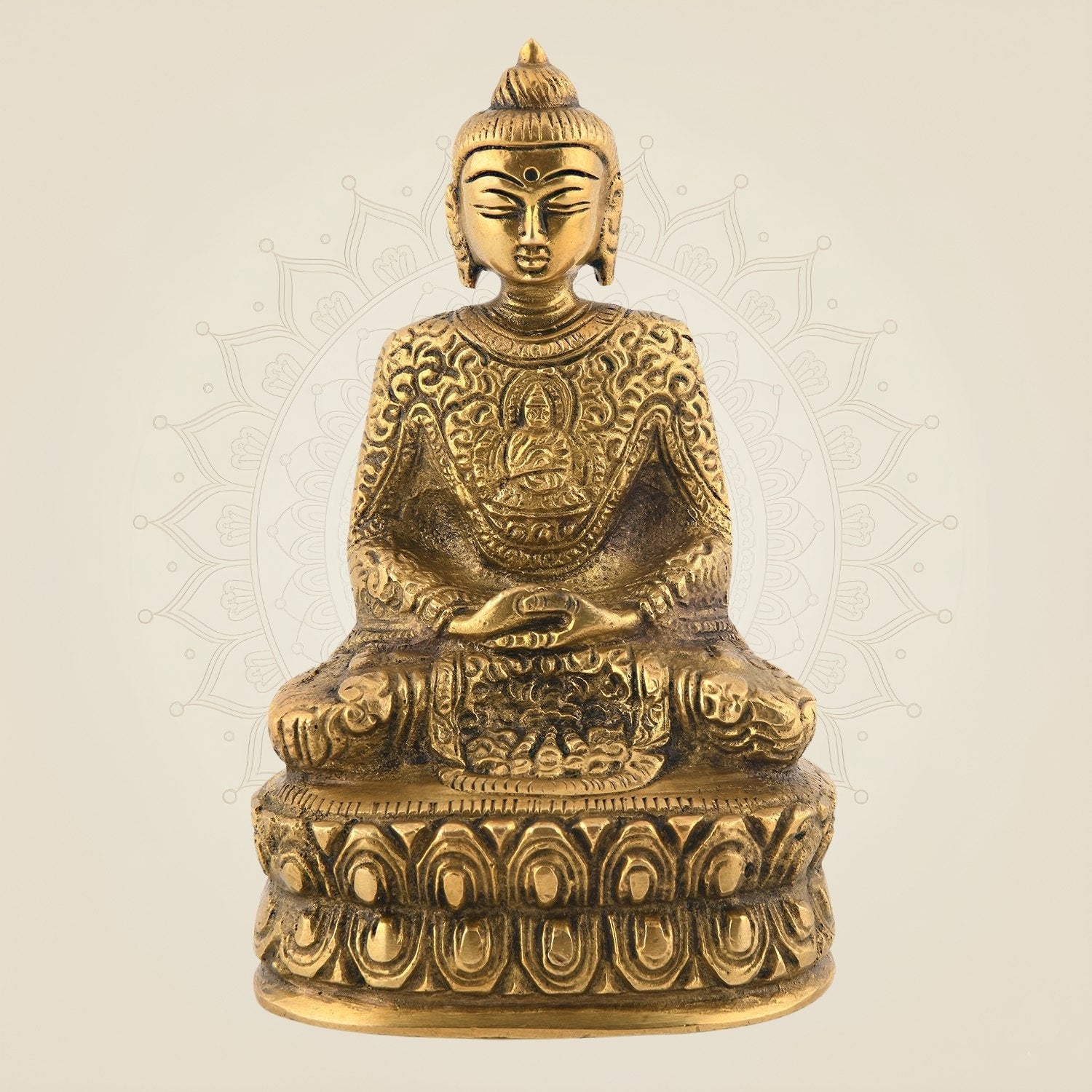 Meditation Buddha Brass Idol | Dhyan Mudra Life Story Decorative Statue 5.25"