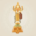 Standing Lakshmi ji Idol – 14.5" Brass Statue | 4-Armed Multicolor Mud Finish Design