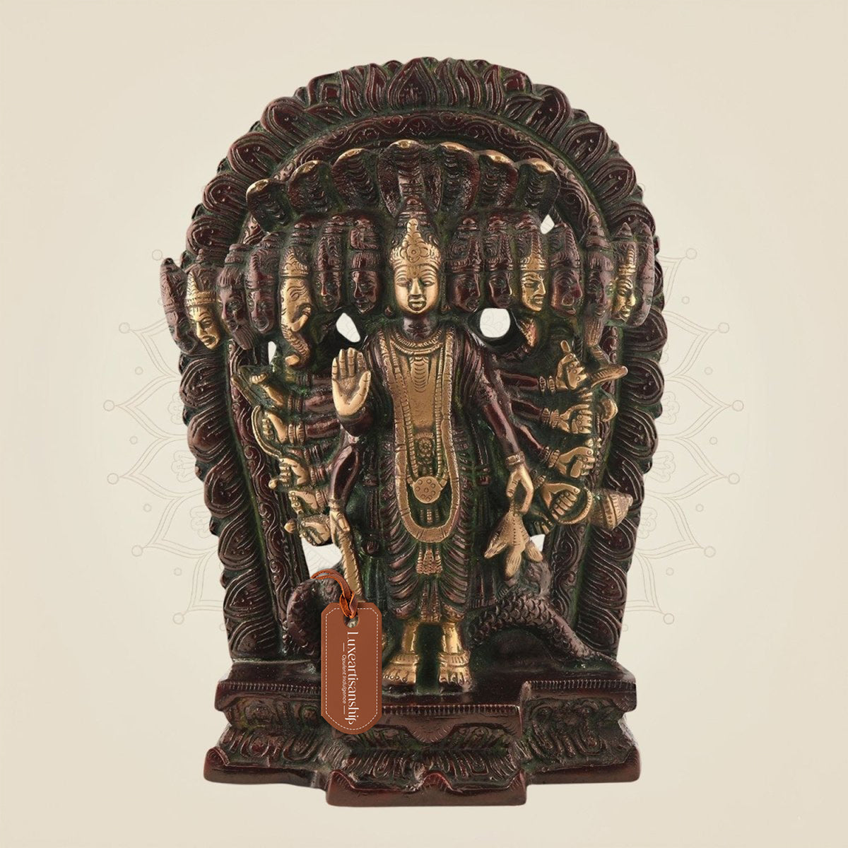 Lord Narayan Brass Idol – 11" Handcrafted Vishnu Statue for Peace & Devotion