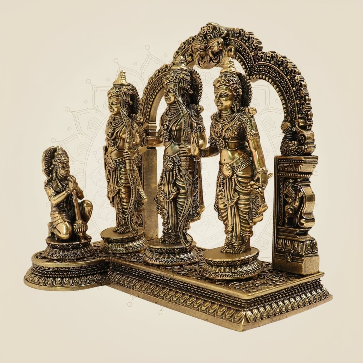 7" Superfine Ram Darbar Brass Idol for Home Temple & Spiritual Decor - Luxeartisanship