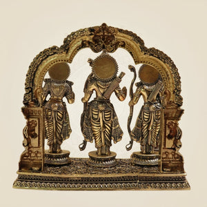 7" Superfine Ram Darbar Brass Idol for Home Temple & Spiritual Decor - Luxeartisanship