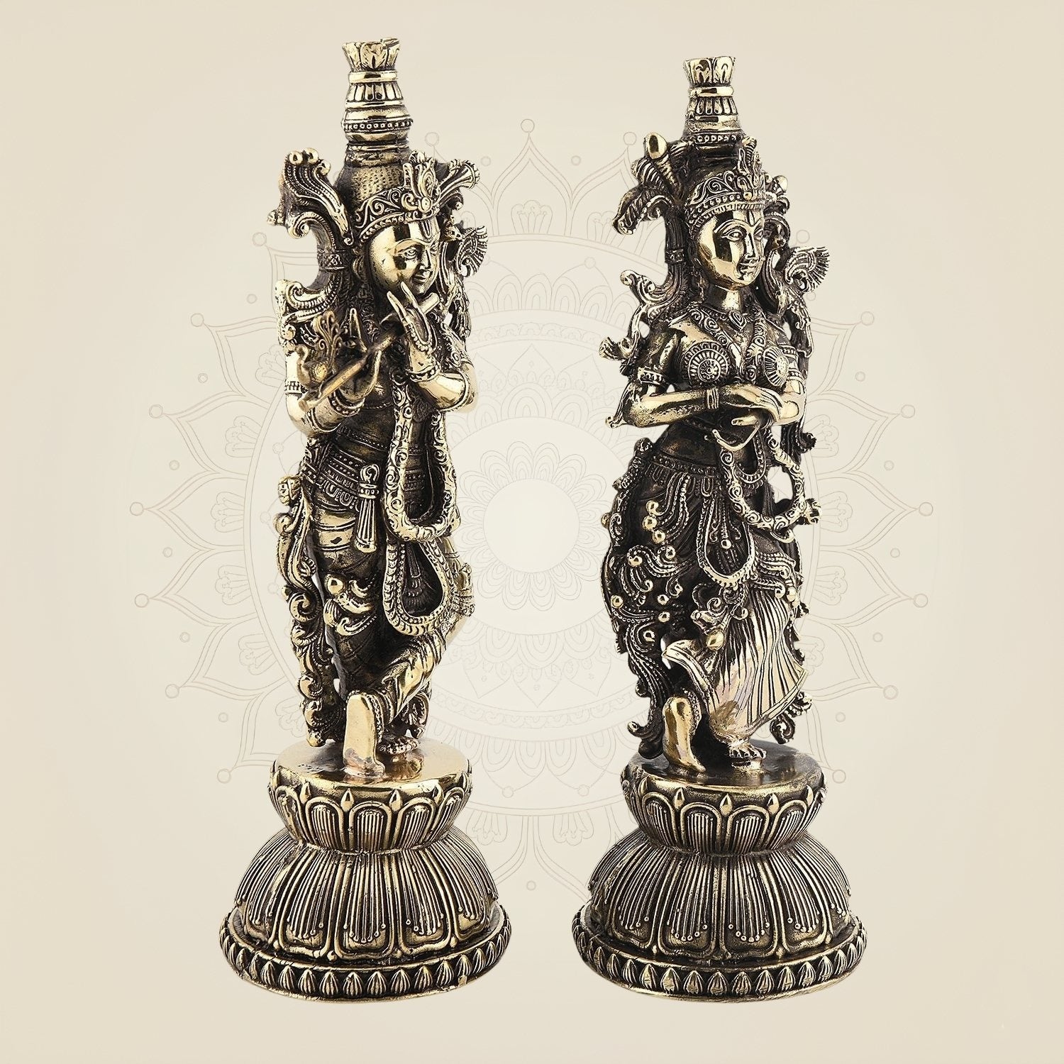Superfine Radha Krishna Brass Idol Pair – Premium Handcrafted Statue 8.75"