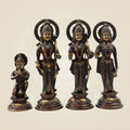Antique Polish Brass Ram Darbar Idol Set | Rama Sita Lakshman Hanuman Murti 12.5" for Temple & Home Decor