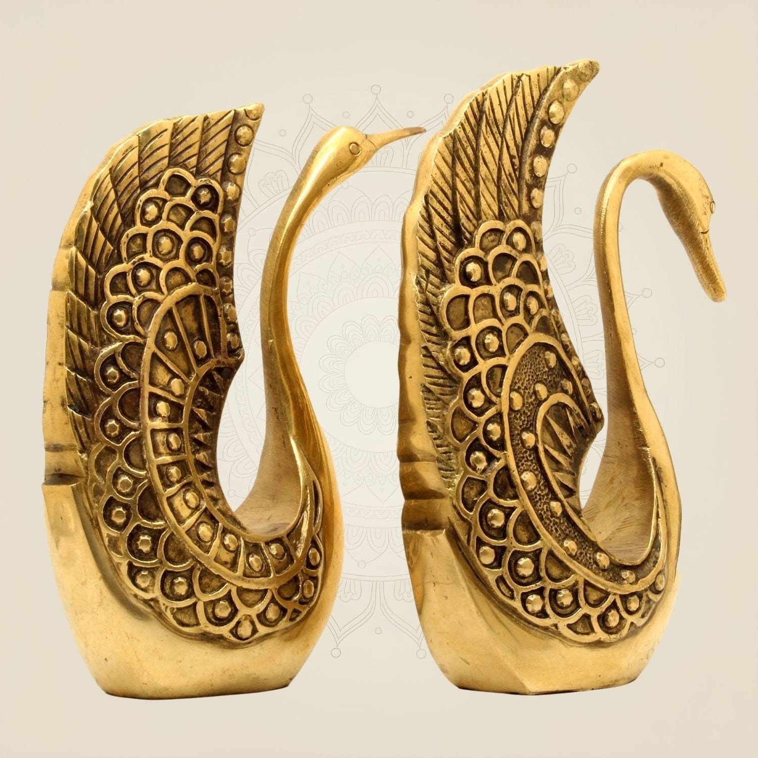 Pure Brass Swan Statues in Pair – 9.75 Inch Graceful Figurines for Home & Office Décor