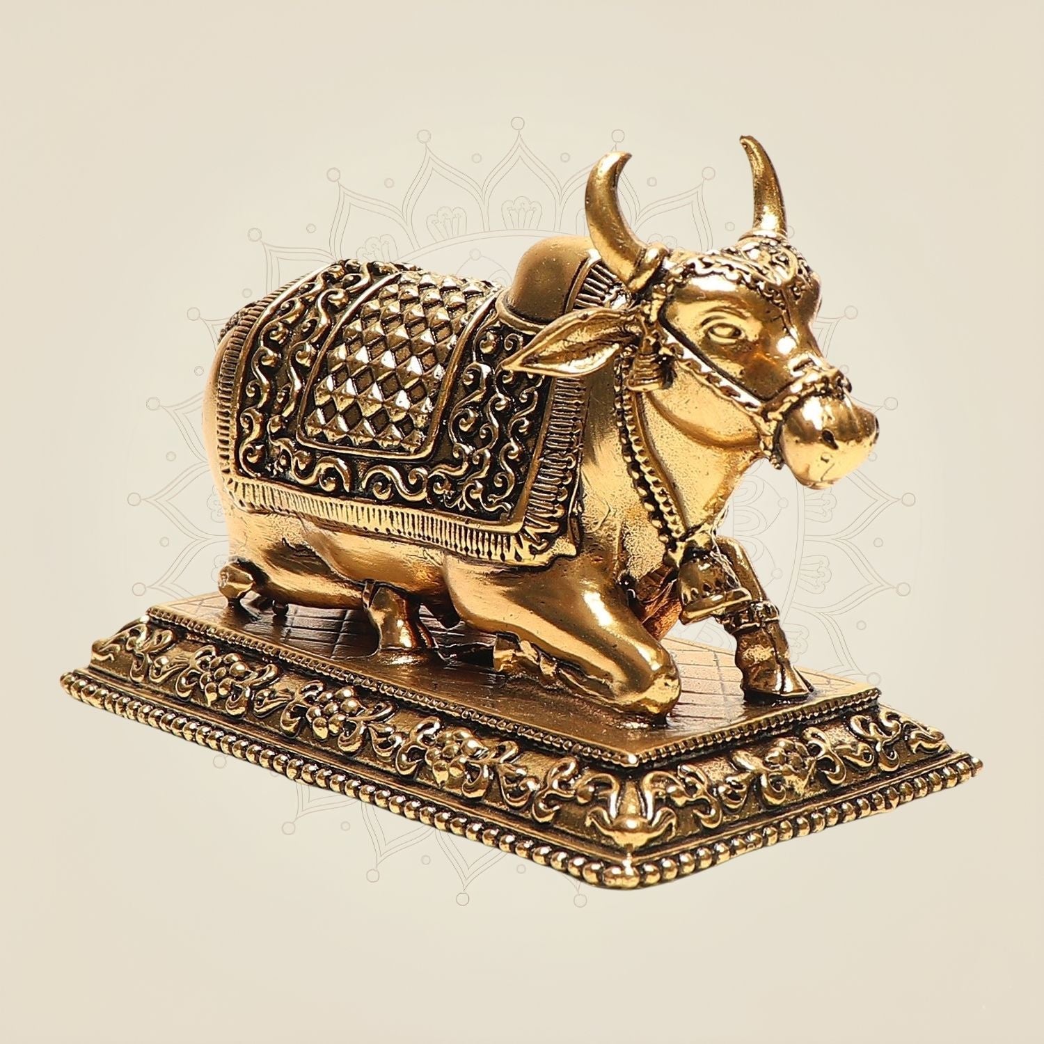 Brass Nandi Bull Statue • Handcrafted Vahana of Lord Shiva – 3" Idol