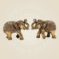 Pair of 4" Brass Elephants – Lucky Trunk-Up Figurines for Home Décor