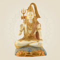 Meditating Lord Shiva Idol – 13.5" Mud Finish Brass Mahadeva Statue