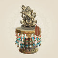 7.5" Brass Ganesha with Pagdi on Chowki Base – Distinct Traditional Look - Luxeartisanship