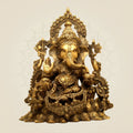 Brass Ganesha Idol – Handcrafted Decor for Mandir & Home 15.5"