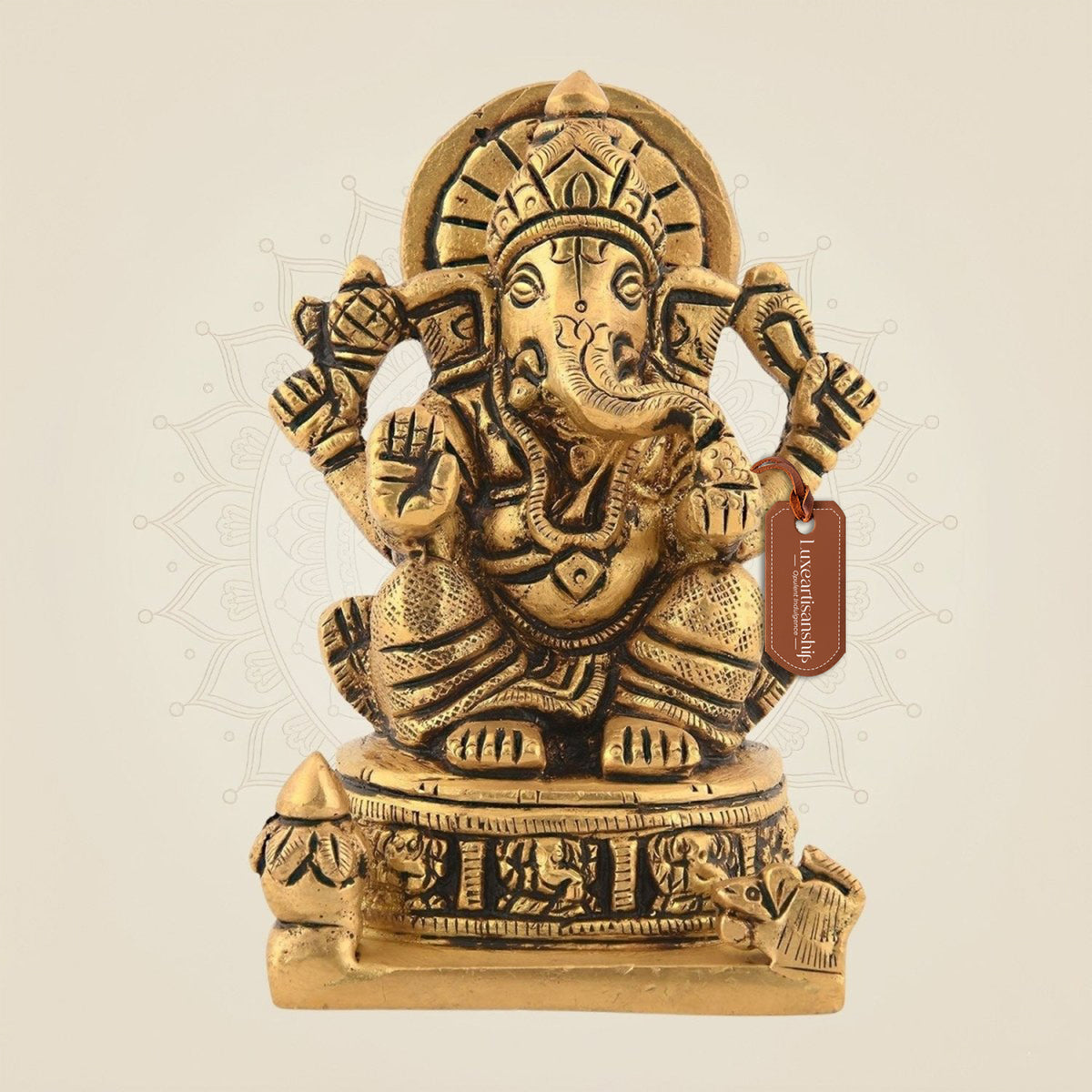 Brass Sitting Ganesha Idol 4"– HandCrafted Divine Statue for Pooja, Wealth & Festive Use