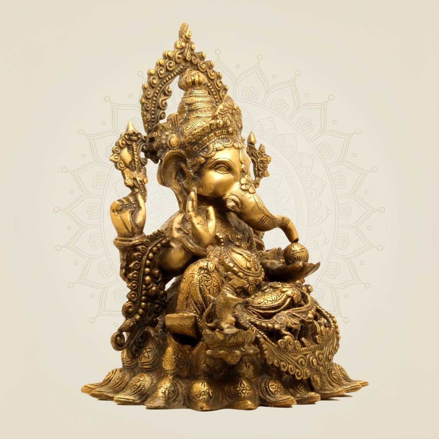 Brass Ganesha Idol – Handcrafted Decor for Mandir & Home 15.5"