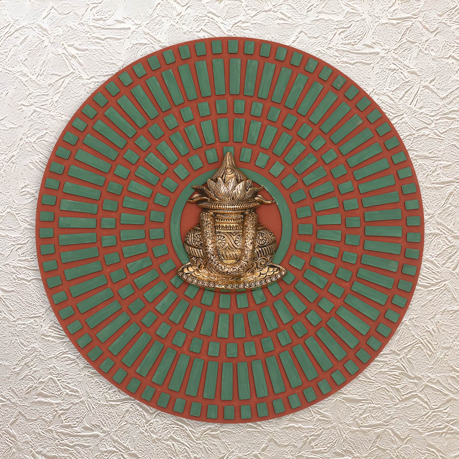 Wall Frame with Kalash & Coconut – 21.75" Brass Hanging for Auspicious Decor