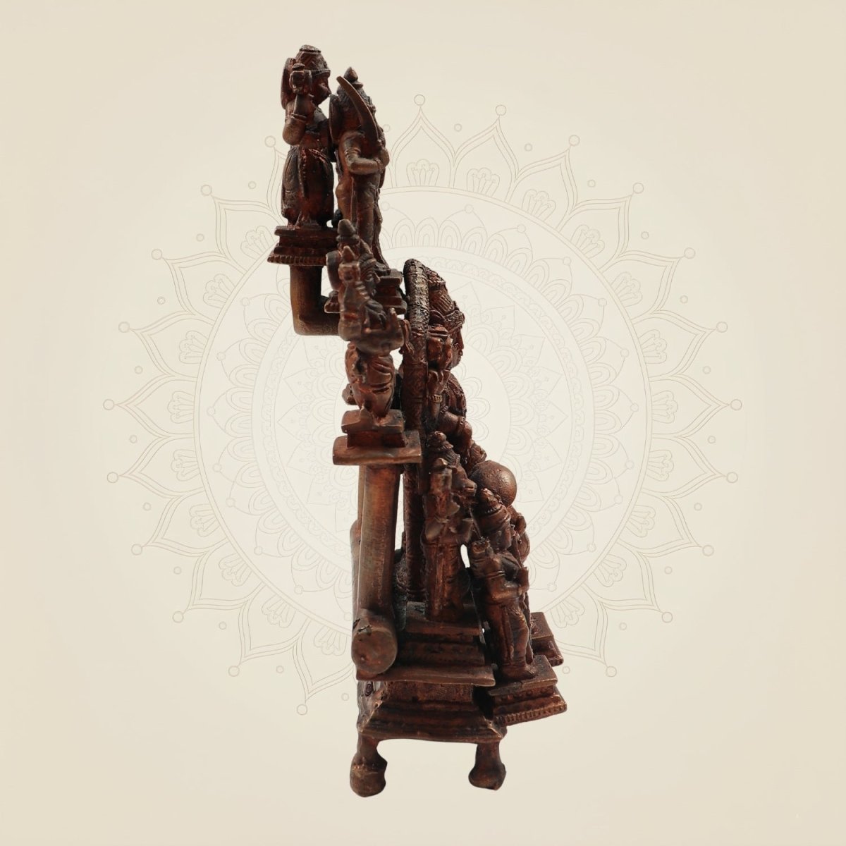 7.75" Copper Dashavatara Vishnu Idol – Handcrafted Statue with Tirupati Balaji at Center - Luxeartisanship