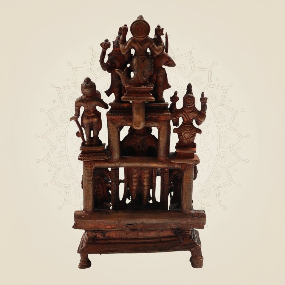 7.75" Copper Dashavatara Vishnu Idol – Handcrafted Statue with Tirupati Balaji at Center - Luxeartisanship