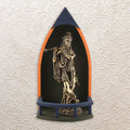 16" Wooden Tabletop Temple Shape with Radha Krishna Brass Idol – for Divine Decor
