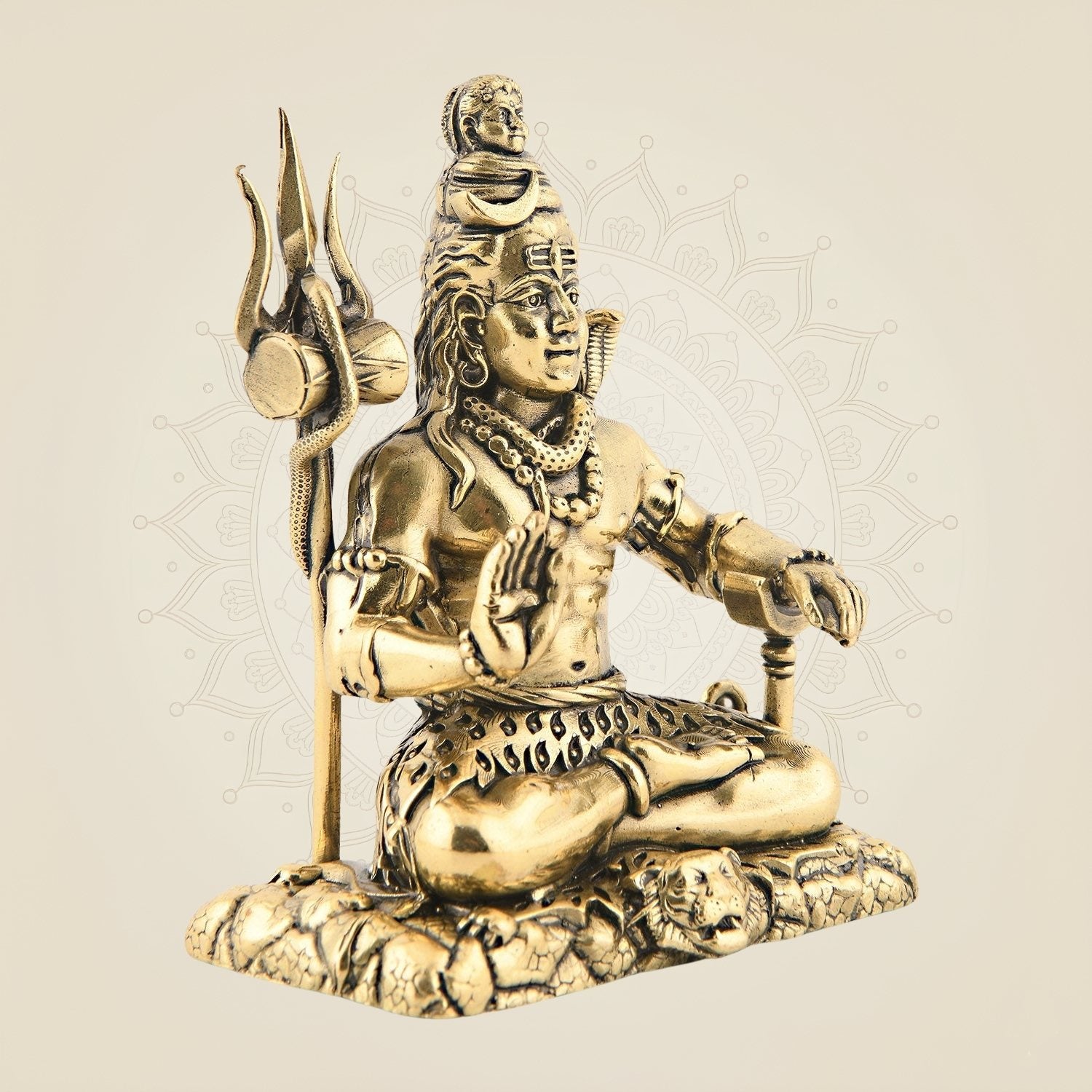 Small Size Brass Shiva in Meditation Statue – Peaceful Mahadev Idol for Home & Office 2.75