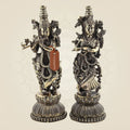 Radha Krishna Brass Idol Pair 5.5" – Handcrafted South Indian Style Murti