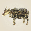 Exquisite Kamadhenu Cow Brass Statue 3"– Divine Artwork for Home