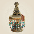 Brass Annapurna Devi Idol with Chowki Suitable for Kitchen Placement 7.25"