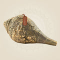 Handcrafted Brass Shankh with Detailed Lord Ganesha Sculpture for Home Decor 4"