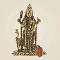 Lord Murugan Brass Idol with Peacock – 5" Handcrafted Standing Kartikeya Statue Decor