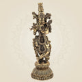 Brass Krishna Idol 8.75" – Handcrafted God Statue for Home Temple Decor