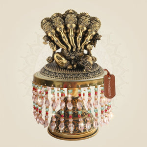 8.5' Brass Panchmukhi Ganesh Murti on Chowki – Five Face Structure - Luxeartisanship