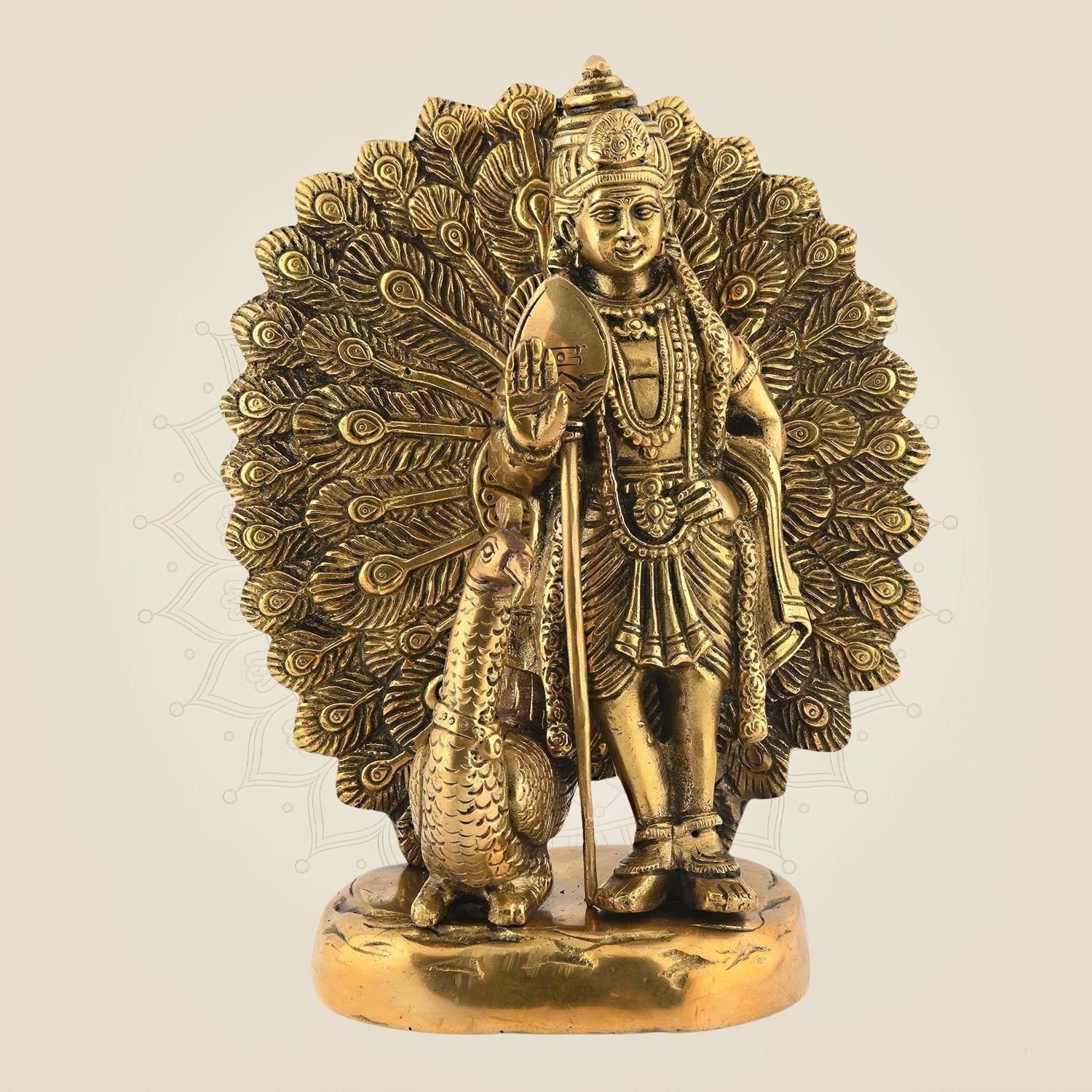 Brass Lord Murugan Idol 9.5" | Karthikeya Ji Murti | Kartik Silai Showpiece