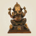 Grand Brass Ganesh Idol 9.5″ – Ek Dant Ganesha Butter Polish Murti for Home Decor & Gift