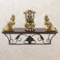 Brass Gajalakshmi Idol on Wall Shelf 13" • Handcrafted Divine Auspicious Home Accent